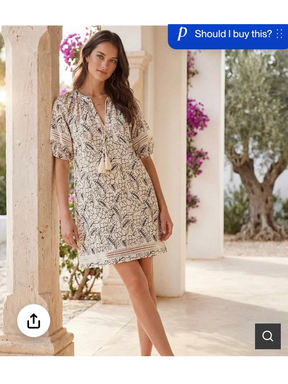 Karen Kane Cream and Black Floral Midi Dress